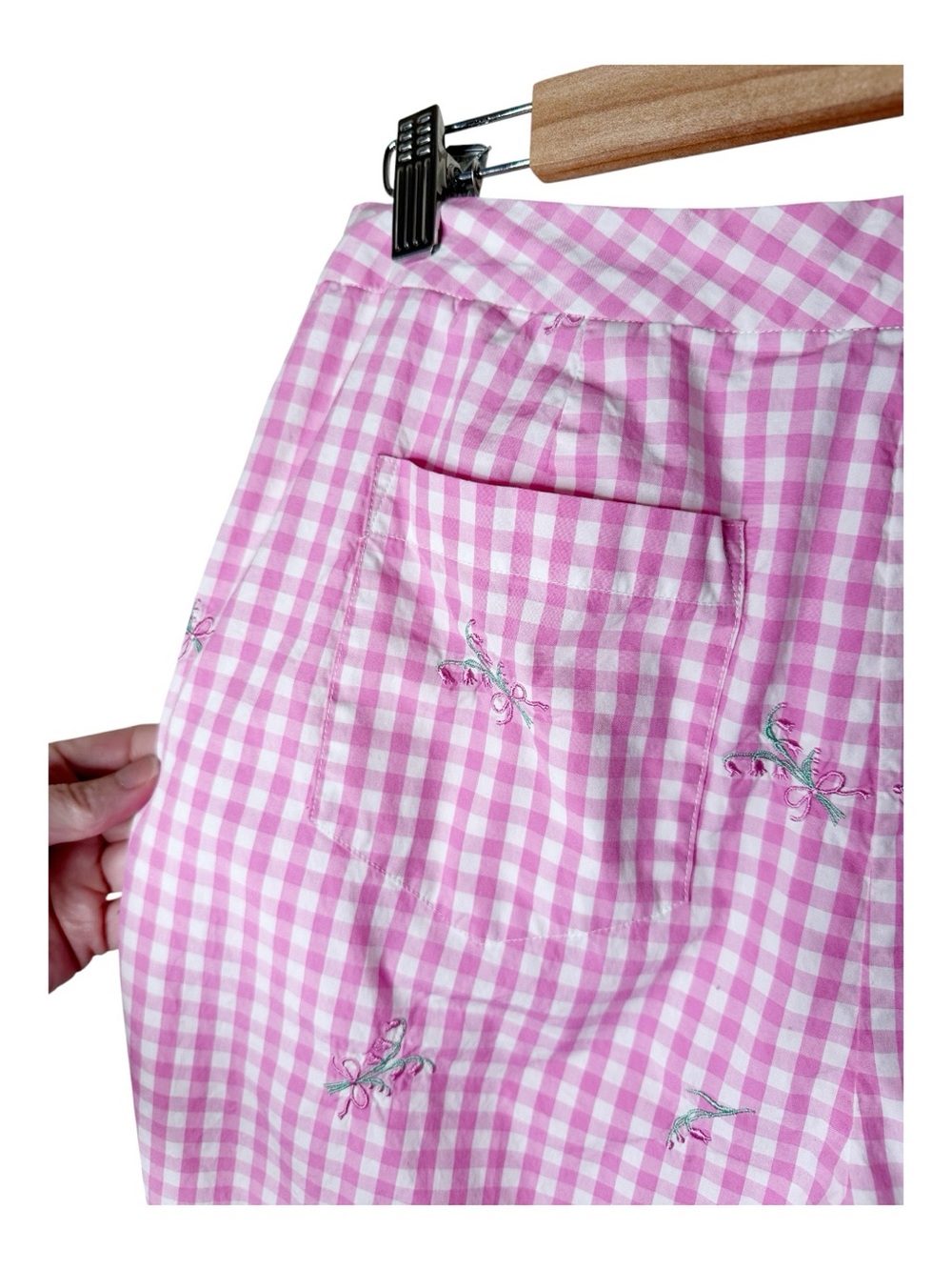 Vintage Lilly Pulitzer Capri Pants Pink Gingham Embroidered Floral Bouquet Sz 8 - Picture 5 of 11